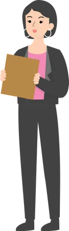 Female manager holding file  Illustration