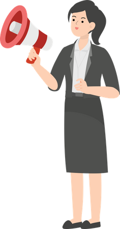 Female Manager Holding Megaphone Illustration
