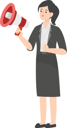 Female Manager Holding Megaphone Illustration