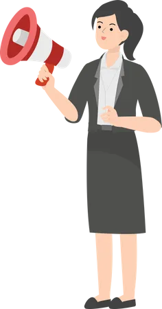 Female Manager Holding Megaphone  Illustration