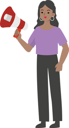 Female Manager Holding Megaphone  Illustration