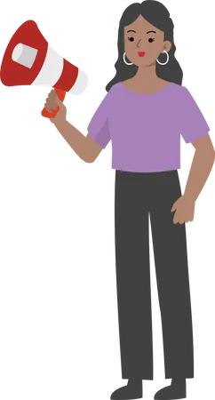 Female Manager Holding Megaphone  Illustration