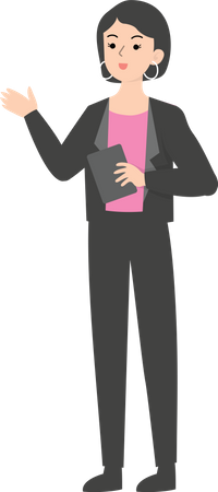 Female manager holding note  Illustration