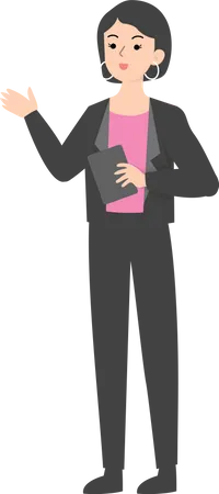 Female manager holding note  Illustration