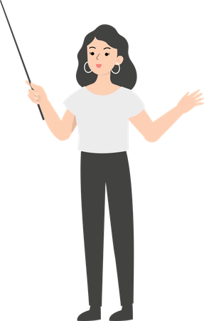 Female manager holding stick Illustration
