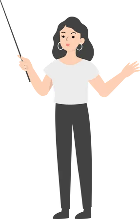 Female manager holding stick  Illustration