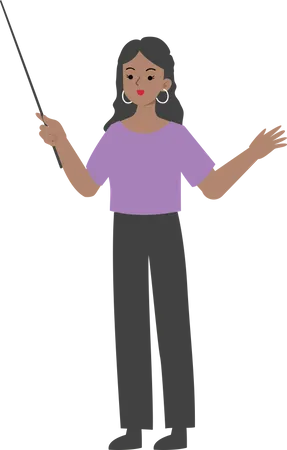 Female manager holding stick and presenting something Illustration