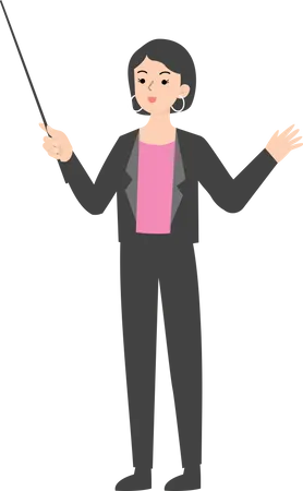 Female manager holding stick  Illustration