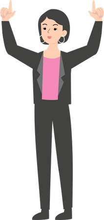 Female manager raising both hand fingers  Illustration