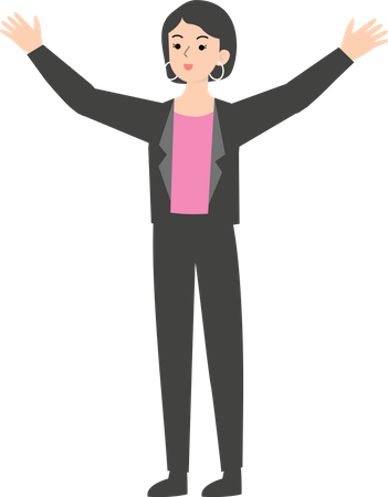 Female manager raising both hands Illustration