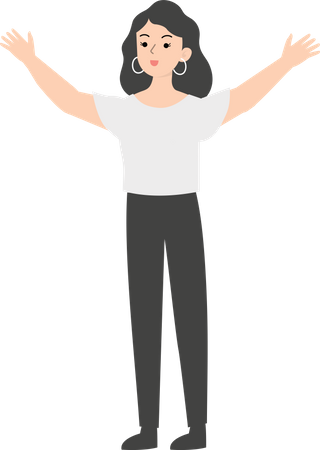 Female manager raising both hands  Illustration