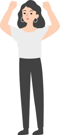 Female manager raising both hands  Illustration