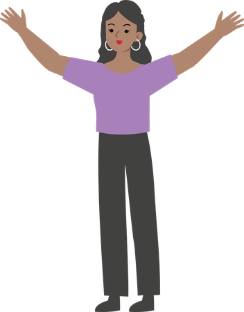 Female manager raising both hands  Illustration