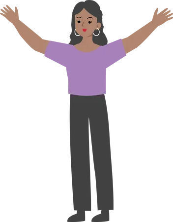 Female manager raising both hands  Illustration