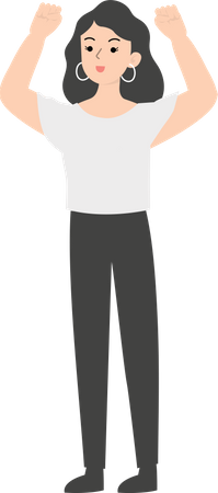 Female manager raising both hands  Illustration