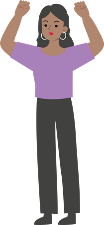 Female manager raising both hands  Illustration