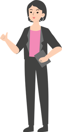 Female manager showing thumbs up Illustration