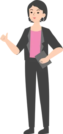 Female manager showing thumbs up  Illustration