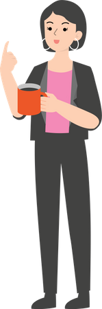Female manager standing with coffee cup Illustration