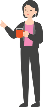 Female manager standing with coffee cup  Illustration