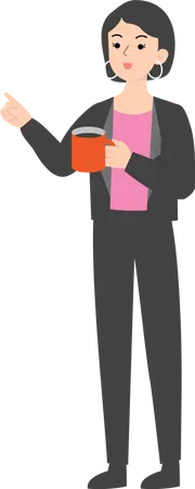 Female manager standing with coffee cup  Illustration