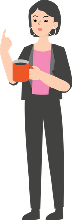 Female manager standing with coffee cup  Illustration