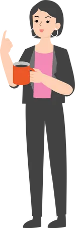 Female manager standing with coffee cup  Illustration