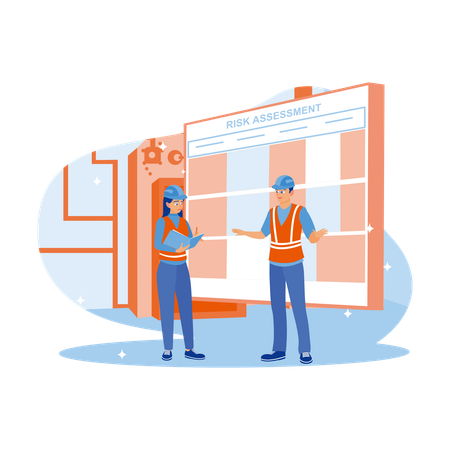 Female Manager Standing With Coworkers In Factory Workshop  Illustration