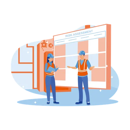 Female Manager Standing With Coworkers In Factory Workshop  Illustration