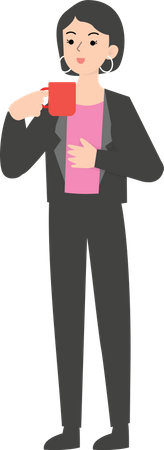 Female manager with coffee cup Illustration