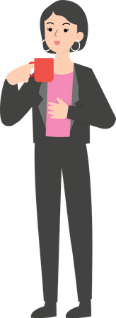 Female manager with coffee cup  Illustration