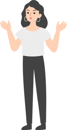 Female manager with wide open arms  Illustration