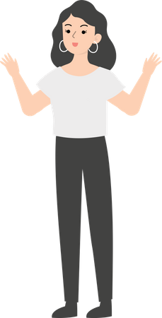 Female manager with wide open arms  Illustration