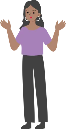 Female manager with wide open arms  Illustration