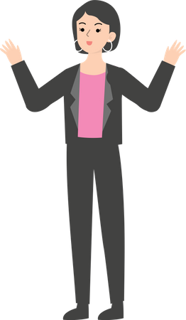 Female manager with wide open arms  Illustration