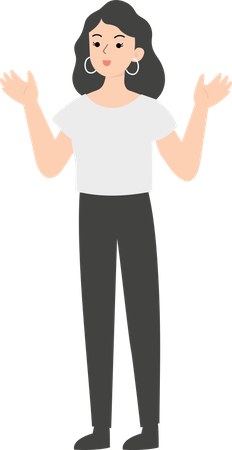 Female manager with wide open arms  Illustration