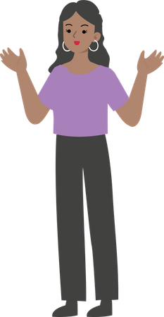 Female manager with wide open arms  Illustration
