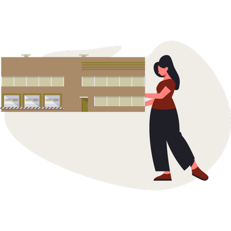 工場で働く女性マネージャー  イラスト