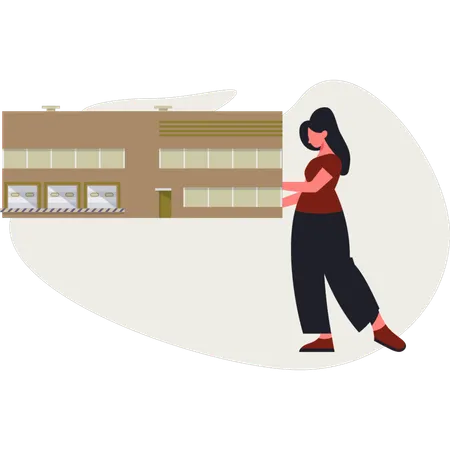 工場で働く女性マネージャー  イラスト