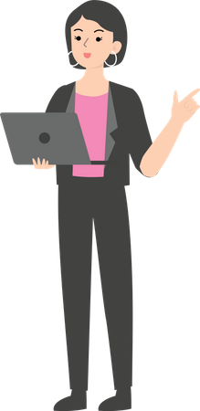 Female manager working on laptop  Illustration