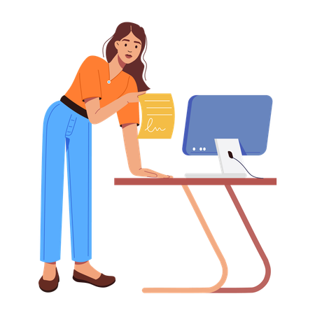 Female Manager working online  Illustration