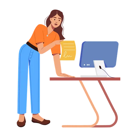 Female Manager working online  Illustration