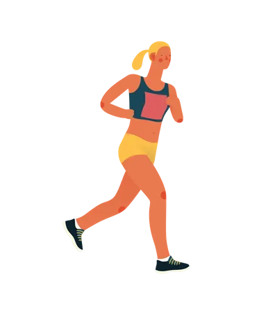 Female marathon runner running Illustration