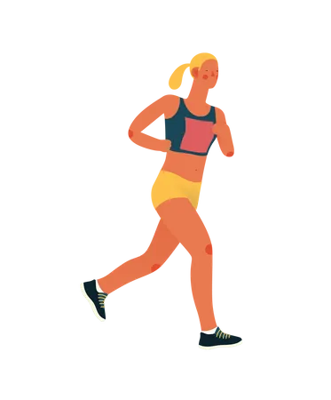 Female marathon runner running  Illustration