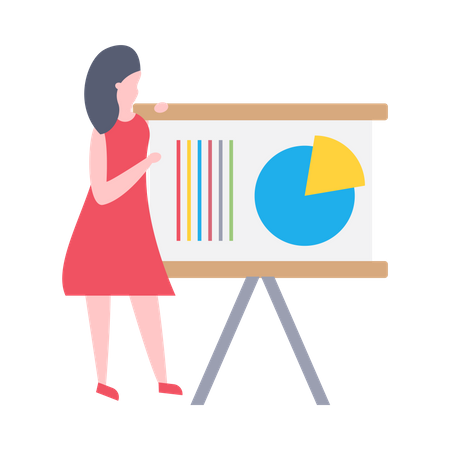 Female marketing employee giving presentation Illustration