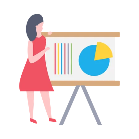 Female marketing employee giving presentation  Illustration