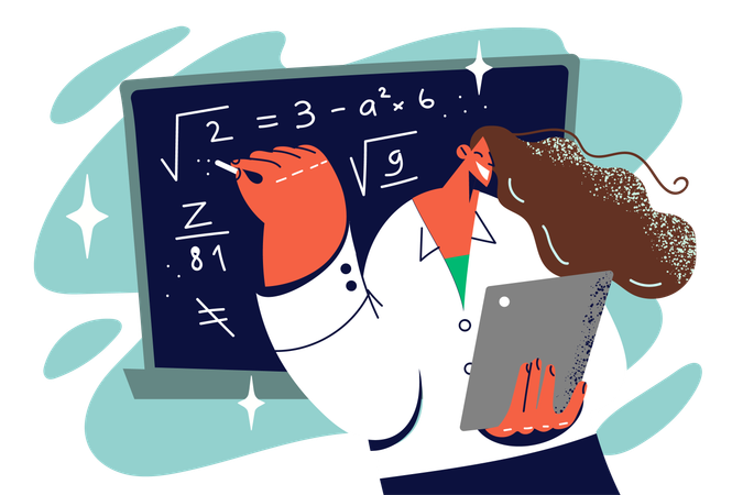 Female math teacher teaching math  Illustration