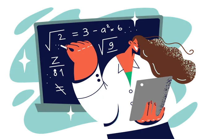 Female math teacher teaching math  Illustration