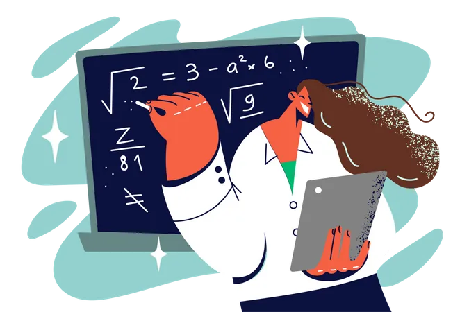 Female math teacher teaching math  Illustration