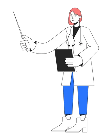 Female medical specialist holding pointer stick  Illustration